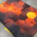 Fiery red Brown Burnt Orange Copper Black Abstract Geometric Shape Rug 5x7 Rug Area Rugs for Living Room Bedroom Aesthetic Dining Room Machine Washable Throw Rugs Carpet Indoor Non-Slip Floor Mat