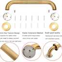 Shower Grab Bar, 2 Pack 24 Inch Gold Bathroom Grab Bar, 1.25" Diameter 304 Stainless Steel Anti-Slip Grab Bars for Bathtubs and Showers, Handicap Shower Grab Bar for Seniors Elderly