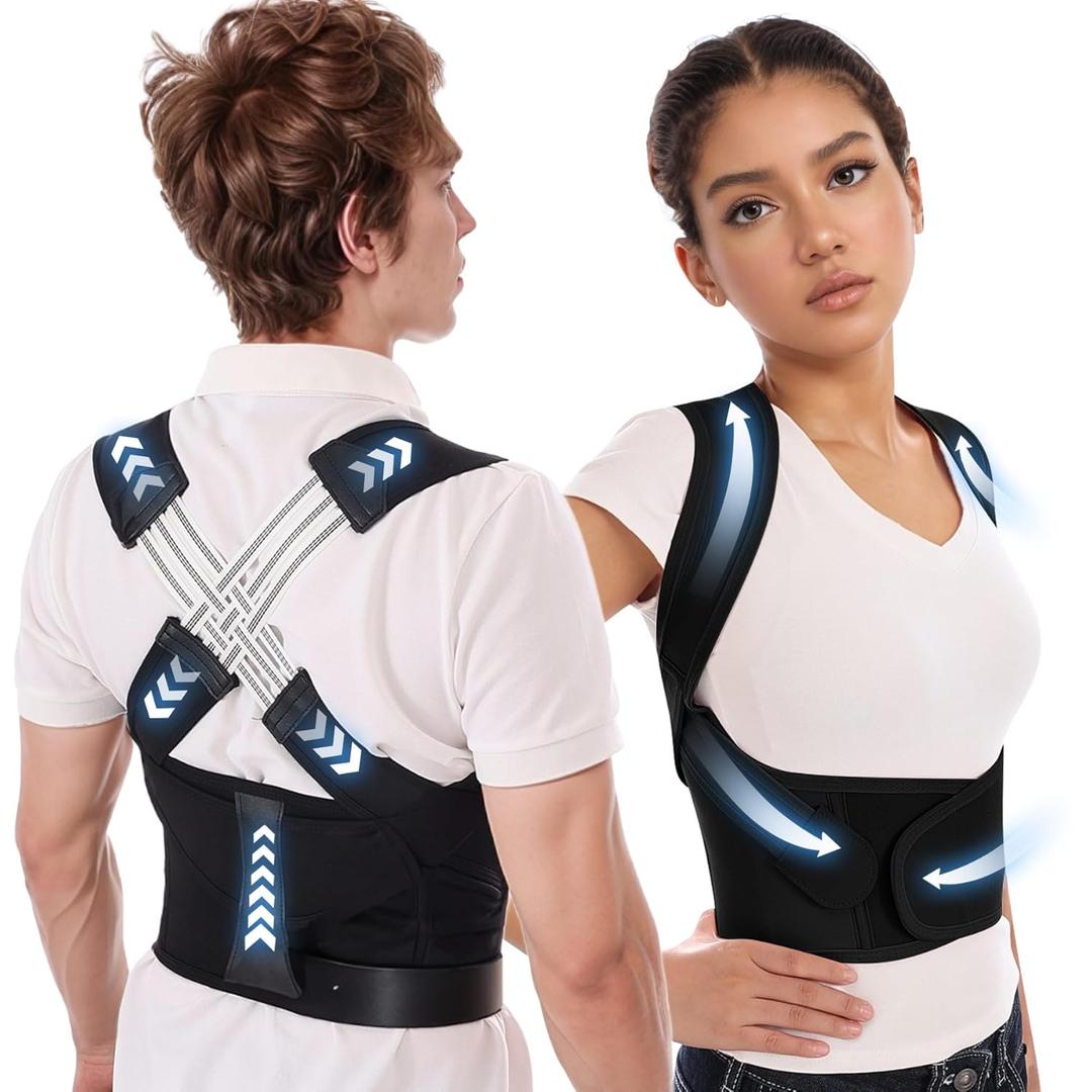 Posture Corrector for Women and Men Back Brace Upgraded Upper Comfy Correction Pain Relief Scoliosis Lumbar Spine Shoulder Straightener Hunchback Lightweight Adjustable Support Hump Black Medium