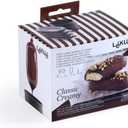 Lku Set of 4 Classic Creamy Ice Cream Molds + Toppings Container | Fun Shape Homemade Freezer Ice Pops | Flexible Platinum Silicone for Easy Fill & Unmold | Reusable & Dishwasher Safe| Brown