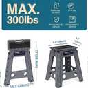 Flottian 18" Folding Step Stool for Adults and Kids Holds Up to 300 lbs,Non-Slip Folding Stools with Handle, Compact Plastic Foldable Step Stool for Bathroom,Bedroom, Kitchen,Gray,1PC