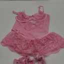 Lilosy Sexy Stocking Heart Rhinestones Underwire Babydoll Lace Mesh Garter (Large, Pink)