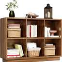 ChooChoo 6 Cube Storage Organizer, Wooden Bookcase with Storage, Cube Storage Bookshelf for Bedroom and Home Office, Brown Walnut