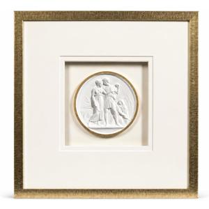 Relief Metal Wall Decor For Bedroom,Vintage Bathroom Wall Art Sculptures With Framed,Gold Intaglio Anthropology Home Decor Aesthetic,Chic Cottage Core Decor For House Entry Way Gallery Dining Room, 15.8"L x 15.8"W