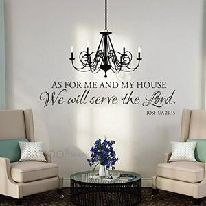 BATTOO As For Me And My House Wall Decal - Scripture Quote Vinyl - Bible Verse - Christian Art (Black, 50" W X 12.5" H)