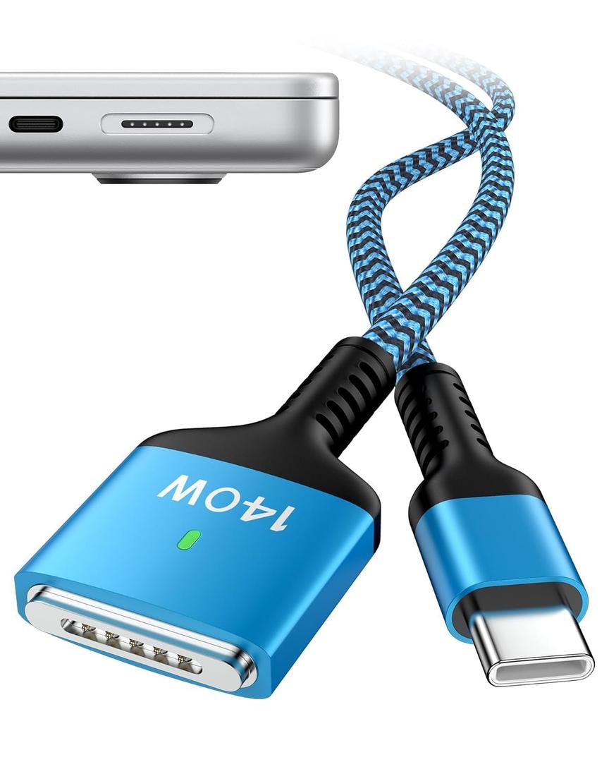 Macbook Air Charger Cord Pro, USB-C To Magsafe 3 Cable, 140w 6 Feet Apple Laptop Charging Cable Mag Safe 3 Magnetic For Apple Mac book Pro 16/14 Inch, Macbook Air 15/13 Cargador Fast Charging Mag safe (Blue)