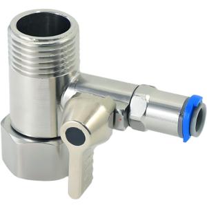 Stainless Steel Water Supply Adapter 1/2" x 1/2" x1/4" Tee Stop Valve  ideal for RO (Reverse Osmosis) water filters, coffee brewers, ice makers, and PE water line splitters in refrigerator systems.