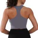 Women's Sports Bra Tank Top - Y-Back Racerback Padded Scoop Neck Crop Workout Top with Built in Pads (X-Large)