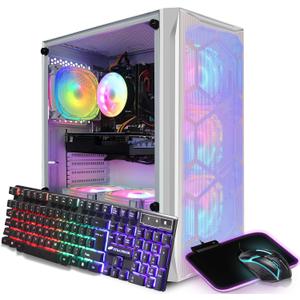 STGAubron Gaming Desktop PC, Radeon RX 5600 XT 6G GDDR6, Intel Core i5 3.2G up to 3.6G, 16G RAM, 512G SSD, 600M WiFi, BT 5.0, RGB Fan x 6, Windows 11 Home, White