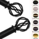 Black Curtain Rods for Windows 18 to 45 inch, 1 Inch Adjustable Curtain Rod, Heavy Duty Window Curtains Rod for Bedroom Living Room, Modern Decorative Drapery Rods Birdcage Finials