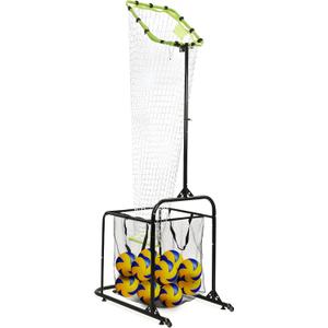 Volleyball Setter Training Equipment Volleyball Setting Trainer Setter Net with 2 Target Hoop Size 5 Angle and Height Adjustments Ball Collection Bag
