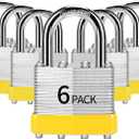Padlocks Keyed Alike, Pack of 6, Laminated Steel Keyed Lock (1-9/16", 40mm), Padlocks with Same Key, Normal Shackle, for Toolbox, Locker & StorageUnit or More