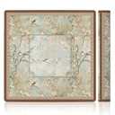 LZYRF Vintage Chinoiserie Cherry Blossom Mahjong Mat 31.5 x 31.5 in, Cottagecore Botanical Floral Bird Anti Slip and Noise Reduction Game Table Cover for Mahjong Dominoes Card Board Tile Games