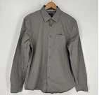 Armani Exchange Men's Long Sleeve Solid Slim Button Down Shirt, Neutral Gray, XLarge