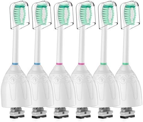 Toothbrush Heads for Philips Sonicare Replacement Brush Heads Medium Soft Dupont Bristles Electric Toothbrush Replacement Heads Fit E-Series Essence Xtreme Elite Advance and CleanCare, 6 Pack