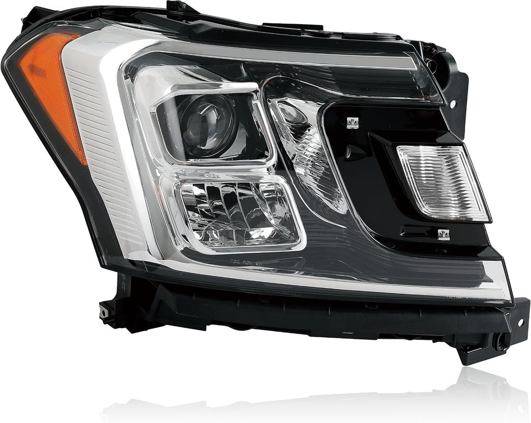 Projector Headlights Compatible with 2018-2021 Expedition | Chrome Halogen Halo Projector Headlight Assembly Front Headlamp With bulb Clear Lens Right Passenger Side FO2503370