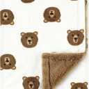 Hudson Baby Unisex Baby Plush Blanket with Furry Binding and Back, Brown Bear, One Size