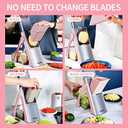 Safe Mandoline Food Slicer for Kitchen, Multifunctional Potato Slicer Vegetable Chopper with 35+ Presets & Thickness Adjuster, French Fry Cutter Vegetables Slicer for Meal Prep Pink