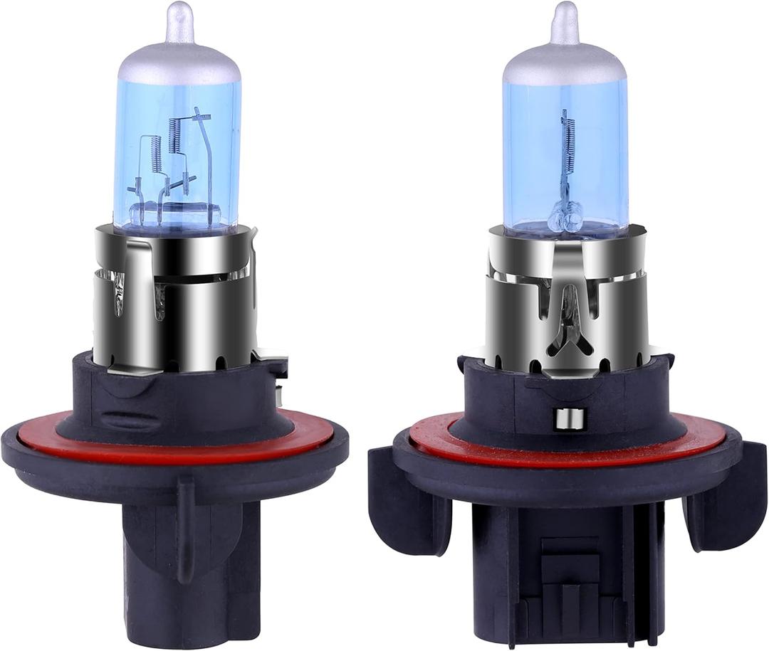 H13 Headlight Bulb 9008 Halogen Headlight Bulbs 5000K Super White Light Long Life Replacement P26.4T 12V 55W/60W (H13/9008, 2 Pack)