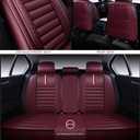 OASIS AUTO Car Seat Covers Full Set Premium Waterproof Faux Leather Cushion Universal Accessories Fit SUV Truck Sedan Automotive Vehicle Auto Interior Protector (OS-001 Burgundy)