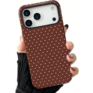 ZTOFERA Magnetic Case for iPhone 17 Pro, Compatible with Magsafe, Polka Dot Aesthetic Phone Case Cute for Girl Women, Hard PC+Soft TPU Protective Phone Cover for iPhone 17 Pro-Brown