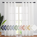 NICETOWN White Sheer Linen Curtains for Living Room 84 inch Length 2 Panels Set, Grommet Semi Sheer Privacy with Light Filtering Flax Window Treatments for Bedroom, W52 x L84