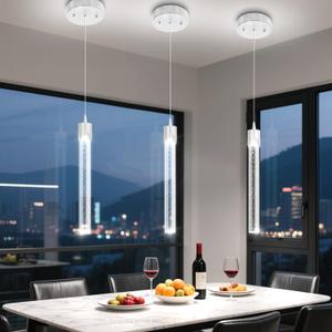 Mini 1 Light Chrome Crystal Pendant Lights,Modern Led Kitchen Island Hanging Light Fixture,Adjustable Pendant Lighting for Kitchen Island,Dimmable 2700k-6000k (Silver)