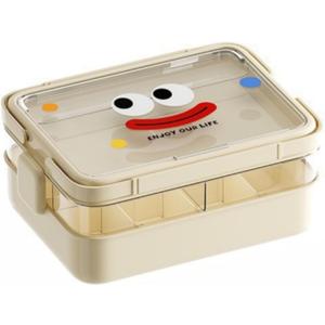 Plastic Storage Organizer for Kids Child Toy Stackable Containers with Lids Bins 3 Layers Adjustable Compartments Building Blocks Chest Case (Cream, Medium 3 Tiers)