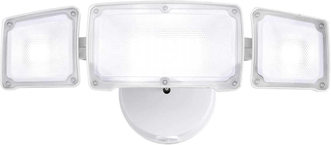 40W Flood Lights Outdoor, 3800LM LED Security Light Fixture, Exterior LED Flood Lights with 3 Adjustable Heads, 5000K, ETL Water Resistant for Garage, Yard, Porch, Wall/Eave Mount (White)