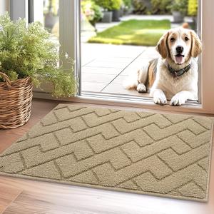 hicorfe Front Door Mat Outside Entrance,20"x31.5" Absorbent Muddy Dirt Resist Welcome Door Mats Outdoor Indoor,Stain and Fade Resistant,Non Slip Backing Entry Mat Doormat for Entryway(Beige)