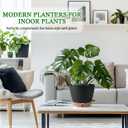 2 Pack 8 Inch Pots for Plants Indoor, Plastic Self Watering Planters with Drainage Holes, Water Level Indicator & Deep Reservoir, Decorative Flower Pots Indoor Outdoor Use (Black