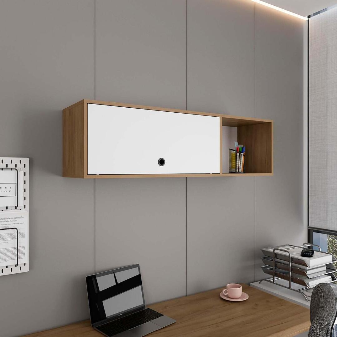 Tuhome Sahara 47" Wide One - Door Wall Cabinet with Three Shelves and Pull Up Door for Home Office, Living Room, Kitchen, Garage