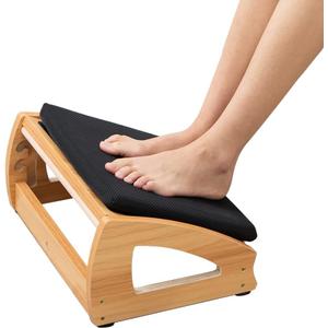StrongTek Wood Ergonomic Footrest - 4-Angle Adjustable Foot Stool for Desk, Office Footrest, Anti-Slip Foot Stand for Under Desk, Enhances Posture, Promotes Blood Circulation, Easy Assembly (Espresso) (Natural-soft)