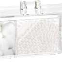 Square Qtip Holder Dispenser, 3-Compartment Cotton Ball & Pad Organizer, Clear Acrylic Containers with Lid for Bathroom Vanity