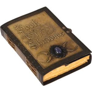 Leather Journal Blank Book Of Shadows Spell Books Vintage Notebook With Semi Precious Stone Sun & Moon Celtic Embossed Personal Organizer Day Planner Travel Diary Unlined Paper Writing For Men Women