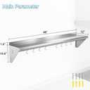 Stainless Steel Shelf 12" x 48" with Hooks for Space-Saving