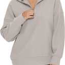 Glamaker Womens Sweatshirts Casual Essentials Pullover Fall Half Zip Tops Preppy Shirt Long Sleeve Fashion Clothes (Beige, S)