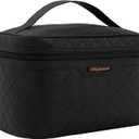 Dajasan Makeup Bag Cosmetic Bag, Travel Makeup Bag, Large Capacity Makeup Organizer Case, Portable Travel Toiletry Bag for Women Girls, PU Leather Waterproof (Black)