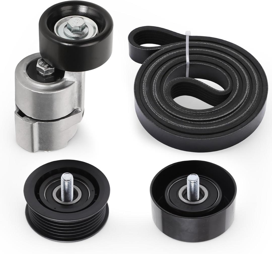 Belt Tensioner Serpentine Belt Idler Pulley Kit for Hyundai Sonata/Tucson/Santa Fe Sport, for Kia Optima/Sorento/Sportage 2011-2015 2.0L 2.4L # 252122G760, 2528125000, 2528825001