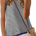 Nirovien Womens Striped Tank Tops Oversized Crewneck Sleeveless Shirts Casual Loose Fit Summer Tops (Small, Black)
