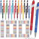 Yeaqee 100 Pieces Ballpoint Pen with Stylus Tip Click, 2 in 1 Black Ink, 1.0 mm Medium Point Stylus Metal Pen for Touch Screen Tablet(Assorted Colors)