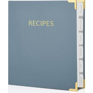 Aesthetic Recipe Binder with Polyester Waterproof cloth Cover - The Perfect Recipe Book with Plastic Sleeves to Write in Your Own Recipes - Quality Blank Cookbook Binder, Cards incl.