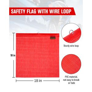 Safety Flags for Trucks with Heavy Duty Magnets Kit, Pack of 2 Warning Safety Flag with Wire Loop 18 x 18 Inch and Round Magnets, Red Safety Flags for Trucks Trailer Oversize Load
