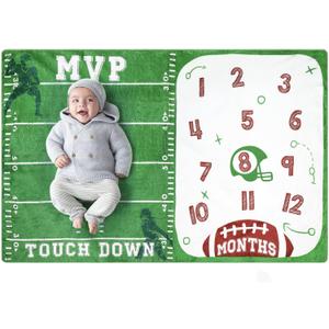 Football Baby Monthly Milestone Blanket Sports Month Blankets Growth Chart Nursery Swaddling Blankets Gift Ideas for Newborn Baby Shower Photography Background Prop Soft Plush