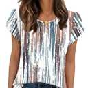 WIHOLL Spring Tops for Women Trendy Short Sleeve Shirts Summer Beach Fashion Vacation Clothes 2026 Cute Boho Outfits Women's Clothings 2XL (XXL)