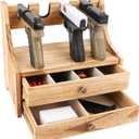 Pistol Rack Gun Safe, Real Wood Handgun Rack Holder for Gun Cabinet Accessories,Gun Cabinet Accessories, Pistols Holder Storage Organizer,Handgun Rack Pistol Stand for Storage 4 Slots