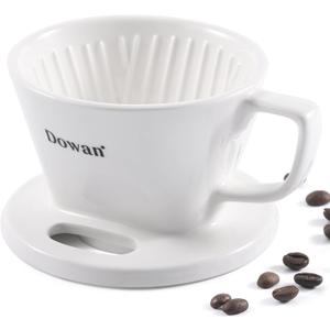 DOWAN Pour Over Coffee Maker, Non-Electric Pour Over Coffee Dripper with Open Base Design, Manual Brew Maker, Single Cups Porcelain Slow Brewing Accessories for Gifts, White