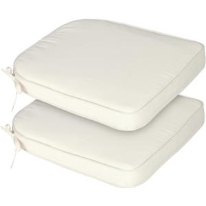 BPS 21 x 21 Inch Outdoor Chair Cushion Set of 2, Fade-Resistant and Water-Resistant Solution-Dyed Polyester Fabric Patio Chair Cushions with Straps for Outdoor/Indoor Dining Chairs (Beige)