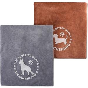 InnoBeta German Shepherd/Dachshund Gifts Dog Towels for Drying Dogs, Pack of 2, 40 Inch X 23.6 Inch, Perfect Dog Shower & Bath Supplies for Large, Medium or Small Dogs