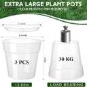 Baderke 3 Pack Clear Nursery Pot Plastic Nursery Pot Large Plant with Drainage Holes for Root Health Indoor Outdoor (13.65 Inch)